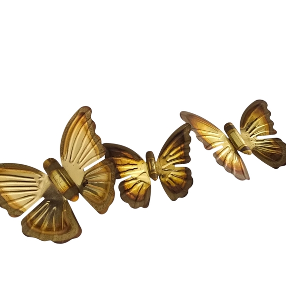 Vintage Brass Butterfly Wall Décor Set of 3 — Mid Century Hollywood Regency Boho - Picture 5 of 6
